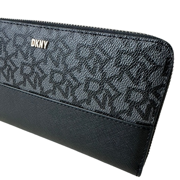 DNKY Vela Large Zip Around Logo Wallet, Black - Picture 2 of 10